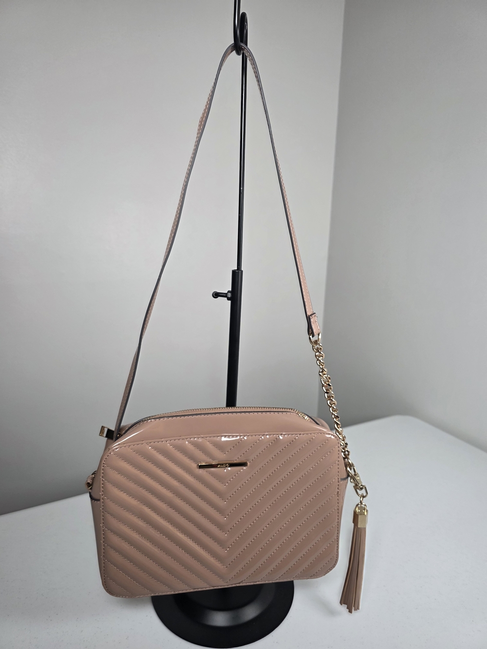 Aldo Quilted Crossbody Bag with Gold Tassel